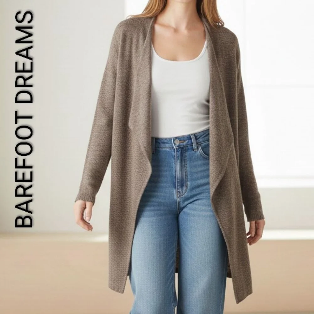 Women's Barefoot Dreams Brown Bamboo Chic Lite Cardigan S/M